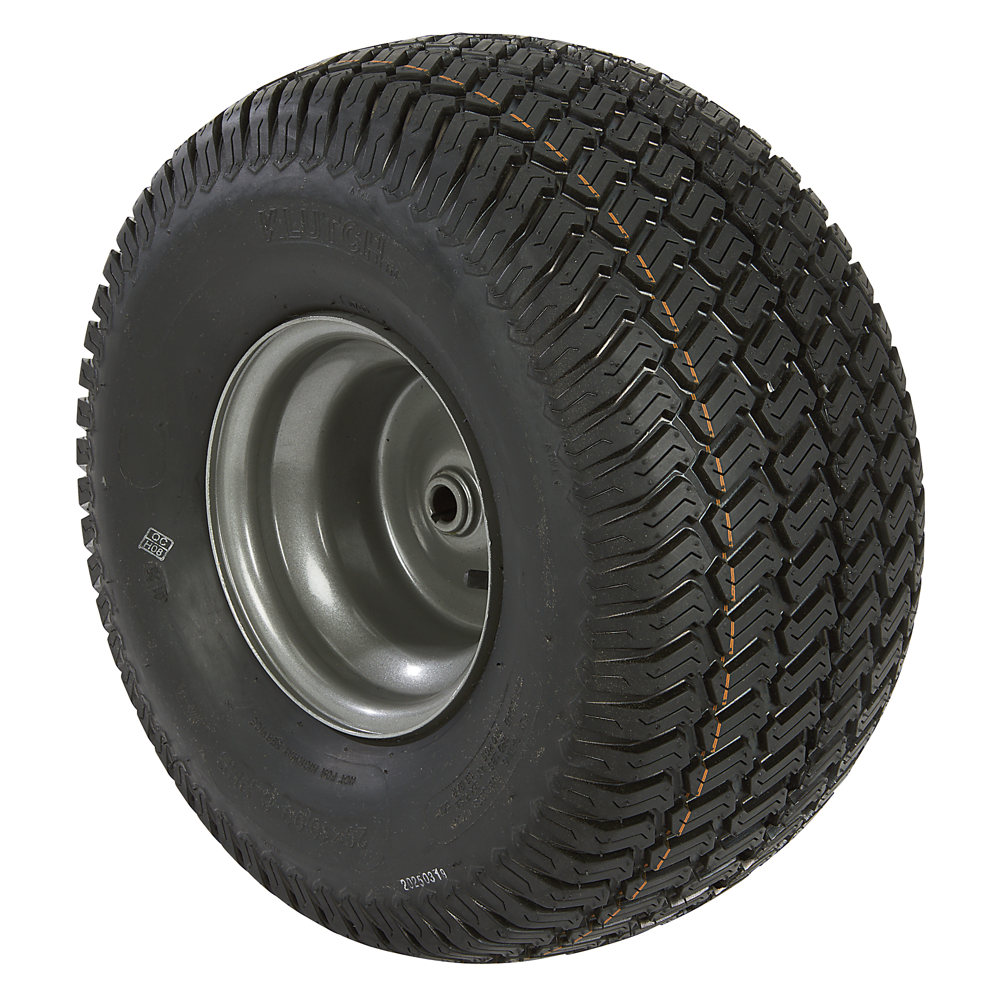 Klutch Pneumatic Lawn Mower Tire Assembly, 20/10.00-8, 3.50in. Offset Hub, 3/4in. Bore, Turf Saver Tread